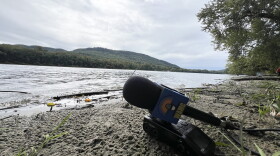 One of the banks of the Connecticut River in Northampton, Mass., as seen on Saturday, Sept. 26, 2026, during a cleanup effort led by local volunteers - part of the broader, annual "Source to Sea" cleanup campaign run by the Connecticut River Conservancy.