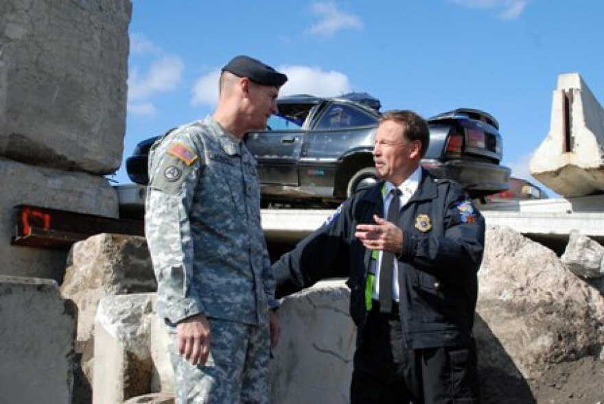 Brigadier General Patrick Murphy (left) with Erie County Emergency Services Commissioner Gregory Skibitsky