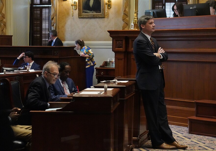 Senate Majority Leader Shane Massey, R-Edgefield, in the Senate chamber at the Statehouse on March 11, 2026.