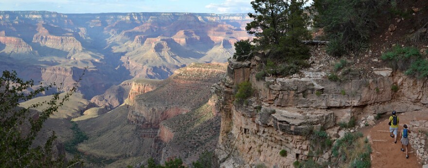 The Bright Angel Trail below the South Rim of the Grand Canyon.