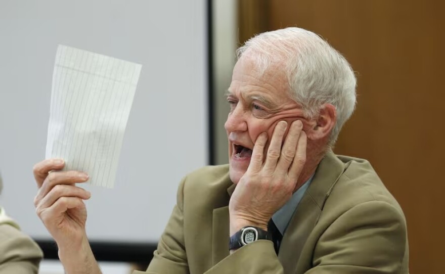 Senate President Peter Courtney, D-Salem, speaks to reporters during a news conference Jan. 24, 2012, in Salem, Ore.