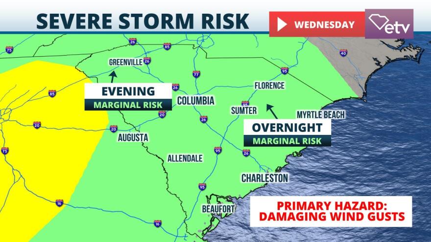 Severe Storm Risk Wednesday Night