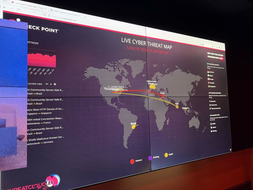 The ‘cyber range’ at the Institute for Cybersecurity & Emerging Technologies at Rhode Island College is meant to train students on how to respond to a cyber attack.