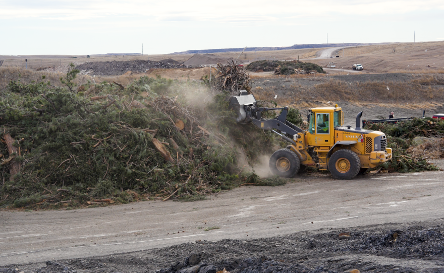 The growing pile of tree debris at the Rapid City Landfill. The landfill processes the debris into mulch. 