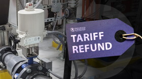 A marketing image highlighting the tariff refund initiative