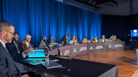 The Cleveland Metropolitan School District board of education before district CEO Warren Morgan announced a recommendation to merge schools.