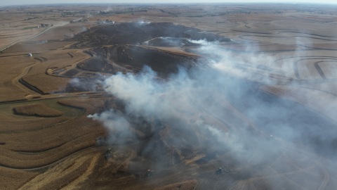  A fire burned Oct. 1 in Mills County in farm southwest Iowa. Officials say drought conditions are raising the risk of wildfires for than usual in states including Iowa, Minnesota, Wisconsin, Illinois and Iowa.