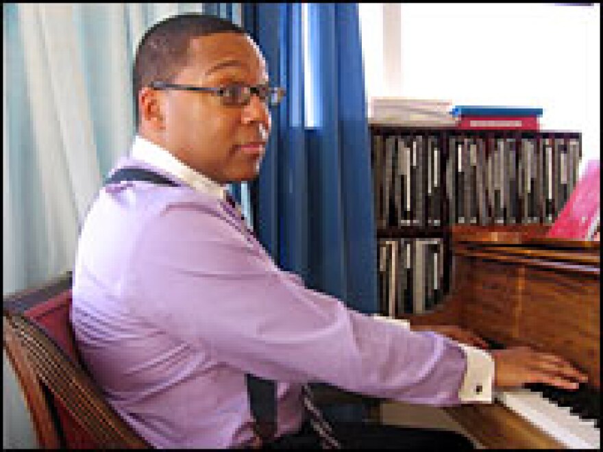 Wynton Marsalis plays his Steinway baby grand piano at his home in New York. His latest CD is <em>From the Plantation to the Penitentiary</em>.