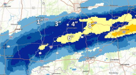Snowfall analysis from the last 24 hours ending: 6 A.M. Tuesday February 9th, 2021