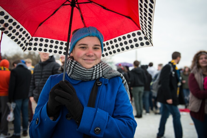 Kara Zielinski, a student at George Washington University, attended the inauguration on Friday to witness it as part of her American experience. She is very disturbed by the new administration but believes it was important to attend the event.