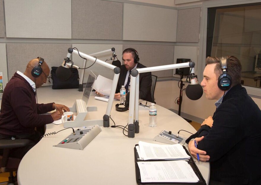 From left, NEPR's Kari Njiiri, Matt Wilder of the Yes on 3 campaign, and Andrew Beckwith of the No on 3 campaign.