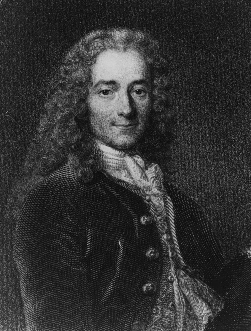 Francois-Marie Arouet, better known as Voltaire (1694-1778). The author and philosopher wrote 'Treatise on Tolerance,' on religious freedom, in 1763. It has gained a renewed readership after Islamist extremists carried out deadly attacks last month in Paris.