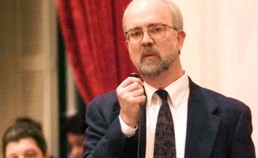Lippert speaks in defense of the civil unions bill on the House floor the March 15, 2000.
