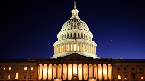 The United States Capitol Building at dusk