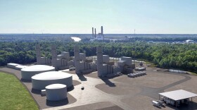 The proposed southern view of the Chesterfield Energy Reliability Center, adjacent to the existing Chesterfield Power Station. (Image via Dominion Energy)