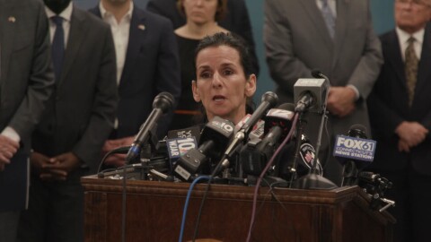 Pawtucket Police Chief Tina Goncalves addresses the media at a press conference on Tuesday, Feb. 17, 2026.
