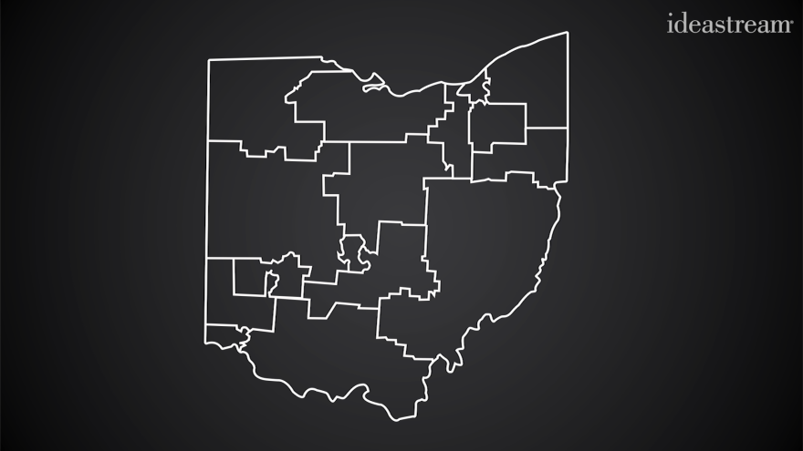 This map was created as an entry in a non-partisan competition sponsored by the League of Women Voters of Ohio, but now any redistricting is unlikely until after the 2020 election. [ideastream]