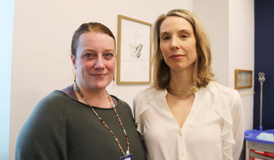 Shawn Brown (left) and Viktoria Koskenoja are physicians at Marquette Medical Urgent Care in Marquette, Michigan. When the local Planned Parenthood clinic shut down in the spring of 2025, Koskenoja held a community meeting to identify alternative options for providing in-person abortion services.