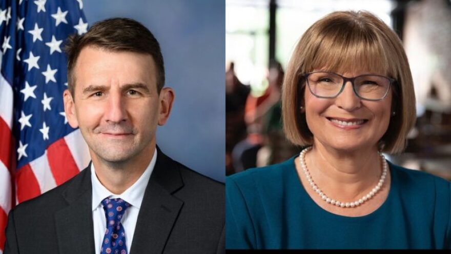 Democratic U.S. Rep. Frank Mrvan, left, and Republican challenger Barb Regnitz are running for Indiana’s 1st Congressional District.