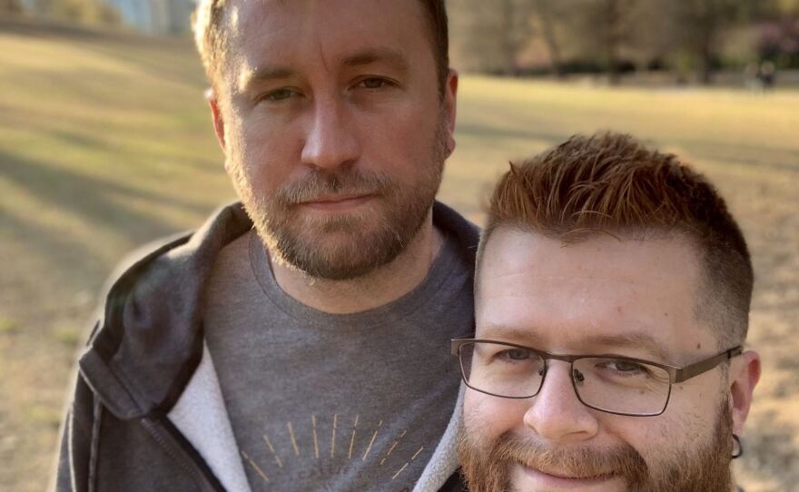 Peter Nunn (right) and his husband Monte Nunn live just outside Atlanta with their pets.