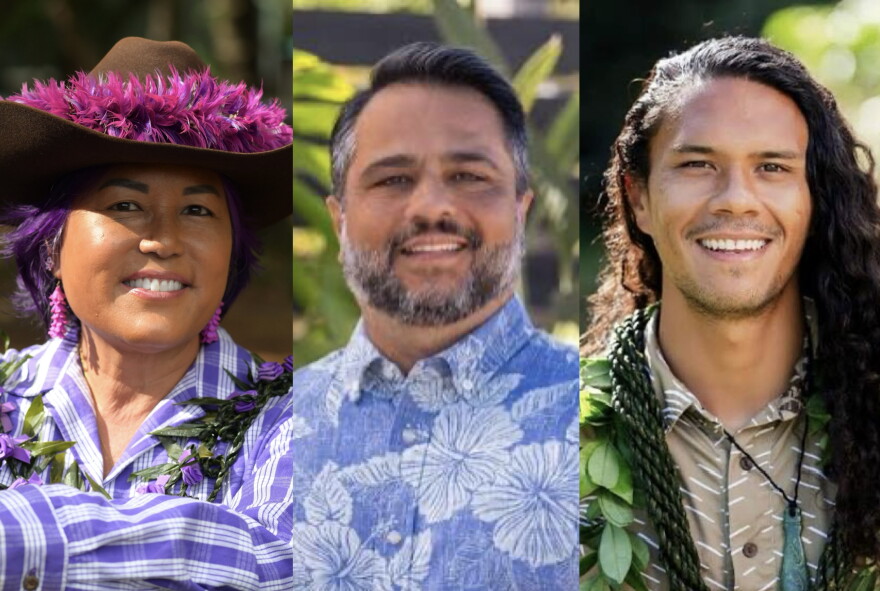 District 14 State Representative candidates left to right: Republican Elle Cochran (incumbent), Democrat Sne Patel, Green Party Pāʻele Kiakona.