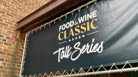 A sign marks the entrance to a “Food and Wine Talks” program at the Isis Theatre in downtown Aspen on Thursday, June 13, 2024. Several Food and Wine Classic panels at the venue are open to the public on a first-come, first-served basis.