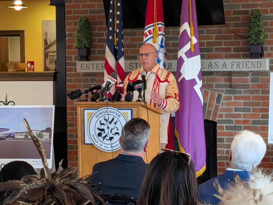 President JC Seneca and allies held a media event where they unveiled more information about the gas station project, and defended their rights to develop the parcel in the Old First Ward on Thursday, October 1, 2026.