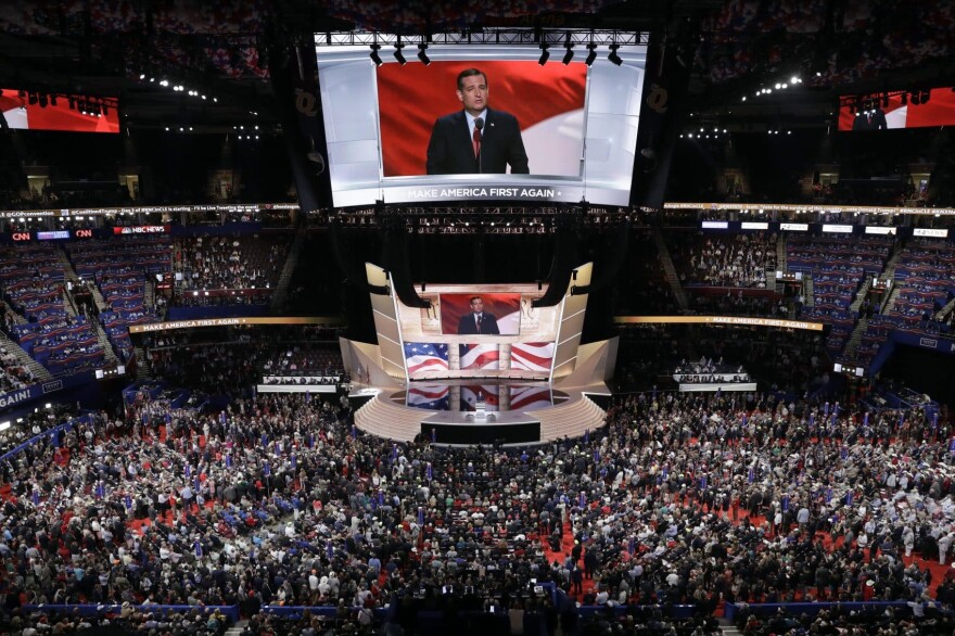 Sen. Ted Cruz, R-Tex., speaks during the third day session of the Republican National Convention in Cleveland, Wednesday, July 20, 2016. (John Locher/AP)