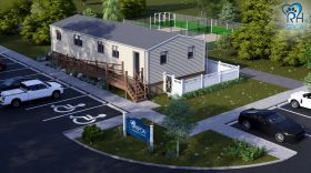 A rendering of the animal shelter's Veterinary Care Center currently under construction in a repurposed classroom trailer.