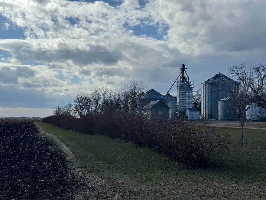 A view of Megan Horsager's family farm as seen from a road in Montevideo, Minn., on April 8. The field of dirt to the left of the image will be home to sugarbeets.