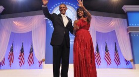 President Obama and first lady Michelle Obama attend an inaugural ball at the Walter E. Washington Convention Center on Monday night.