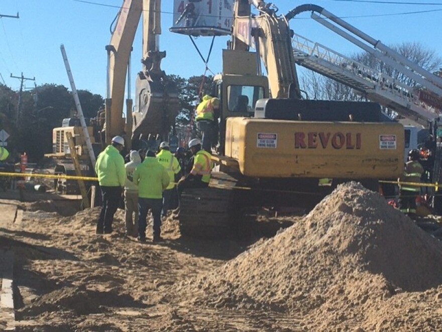 A workman was killed and another trapped for hours when a trench collapsed on South Shore Drive in South Yarmouth on Nov. 18, 2025.