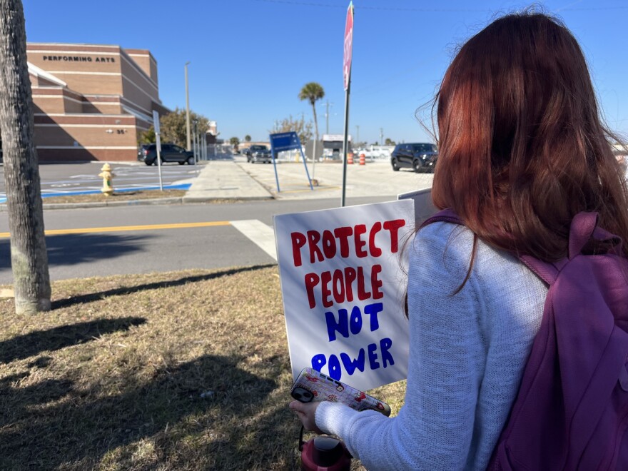 A Satellite High student at the walkout.