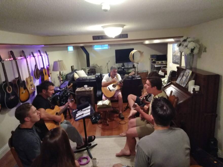 The Manzi Family Band in a Longmeadow, Massachusetts, basement.