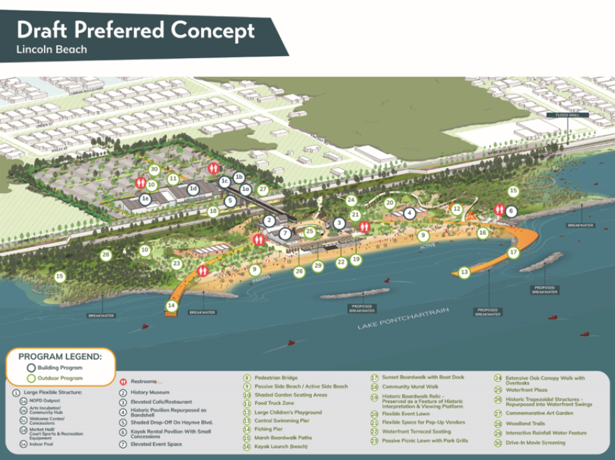 Город Новый Орлеан представил свой последний план по возрождению Линкольн-Бич, исторически черного пляжа в восточной части Нового Орлеана.