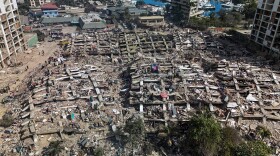 Various collapsed buildings. 