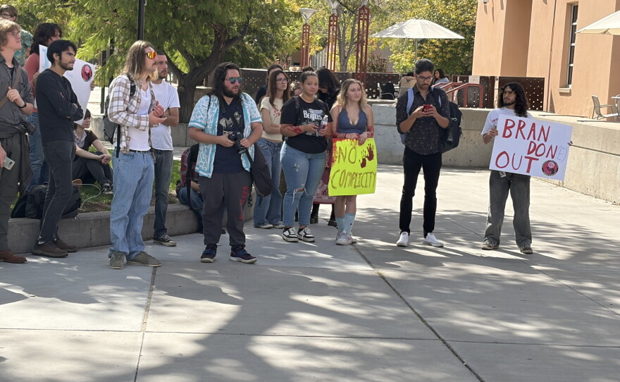 More than 75 students and faculty attended the protest against sexual abuse at UNM on Wednesday.