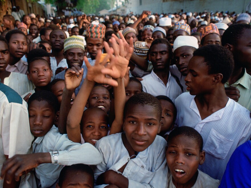 What's the median age in Africa? To find out, take our quiz. Above: Crowds wait for a festival in Maiduguri. Bonus question: Where is Maiduguri? Answer: It's the capital of Boron State in northeastern Nigeria.