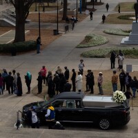 The line to enter the Statehouse to view Rev. Jessie Jackson lying in state.