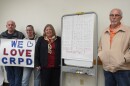 Several members of the "Save the CRPD" group pose next to a breakdown of Clearfield Borough's yearly spending on police services since 2017. From left to right is Joe Marino, Kelley Fulton, Christina Fulton and Bruce Fair. 