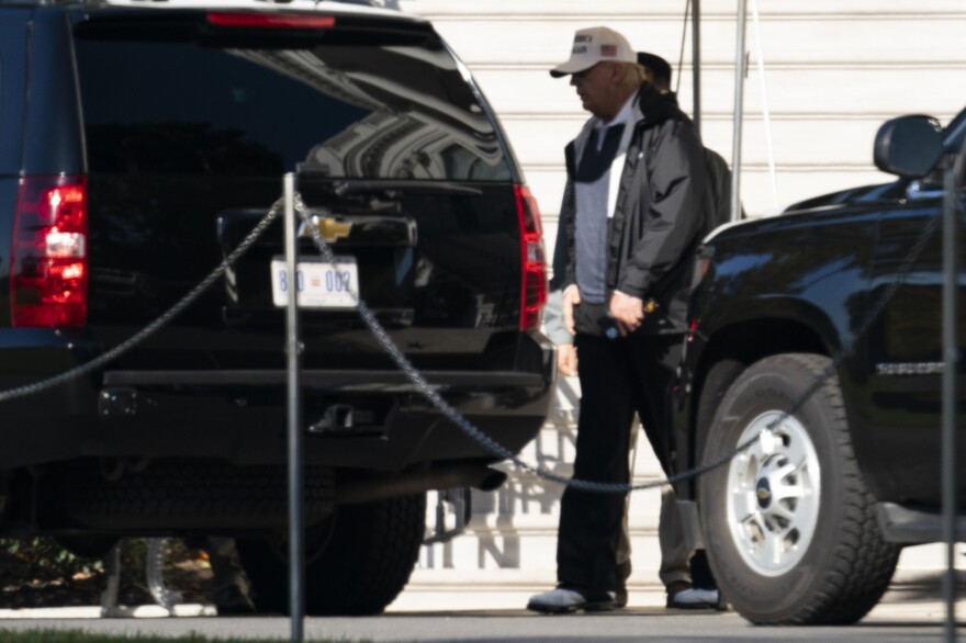 President Trump walks to his vehicle on the South Lawn of the White House Saturday.
