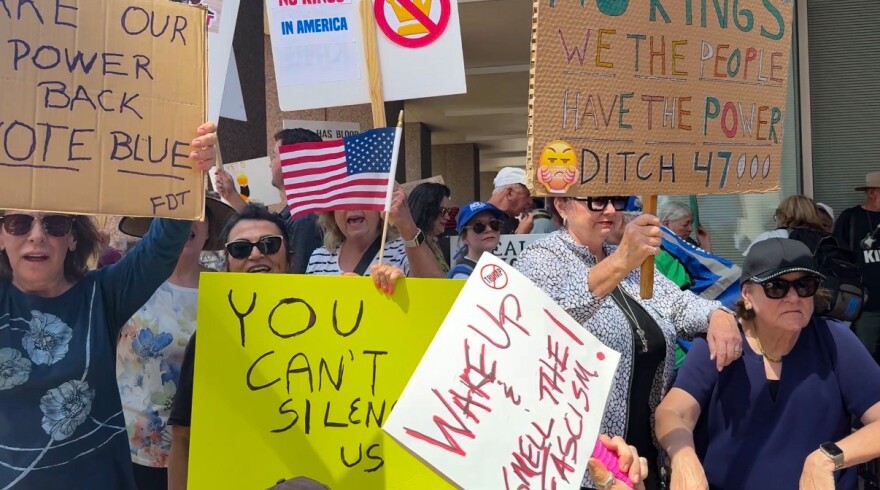Many of the protesters in Orlando carried handmade anti-Trump signs.