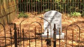Gus Tart's gravestone behind Shalimar Library