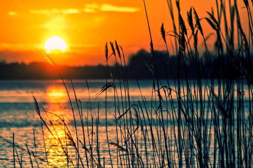 A lake at sunset