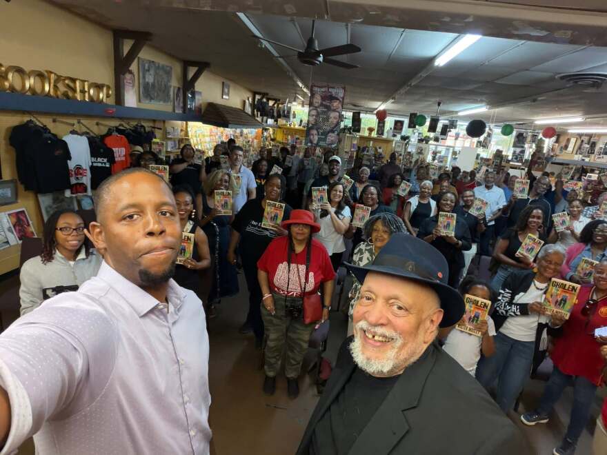 Author Walter Mosley (right) stopped by The Dock Bookshop in Fort Worth on June 15 for a conversation about his newest book Glalen: A Romance in Black.