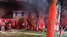 Firefighters on the scene of a house fire in the 7000 block of Shamrock Circle in Newburgh, IN, Mar. 5, 2026