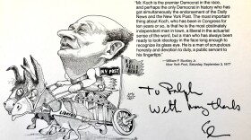 Picture of cartoon depicting Ed Koch signed by Ed Koch