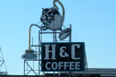 The H and C Coffee sign in downtown Roanoke on Oct. 30, 2026