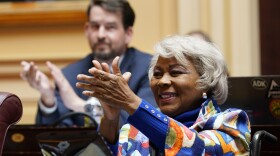 Chairman of the Virginia State Senate Finance Committee, Sen. Louise Lucas, D-Portsmouth, applauds after the Senate passed it's version of the state budget at the Capitol, in Richmond, Va., May. 13, 2024.
