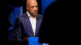 Democratic gubernatorial candidate Mandela Barnes talks during a primary debate in Milwaukee, Tuesday, July 28, 2026. (AP Photo/Nam Y. Huh)
